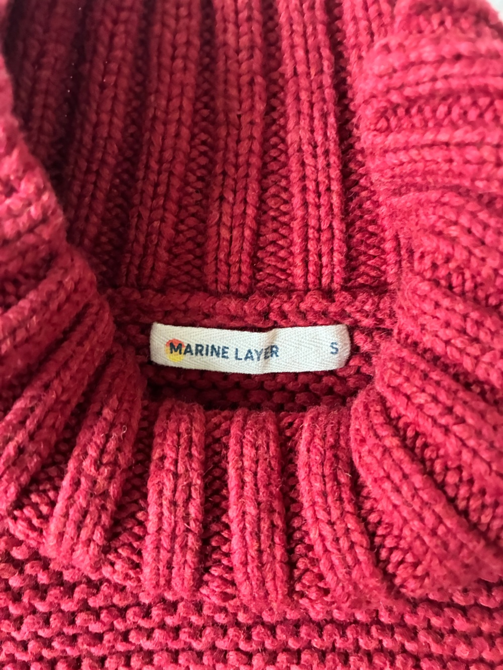 Marine Layer Colorblock Turtleneck Sweater Red Pink Cream Size S - Picture 5 of 5